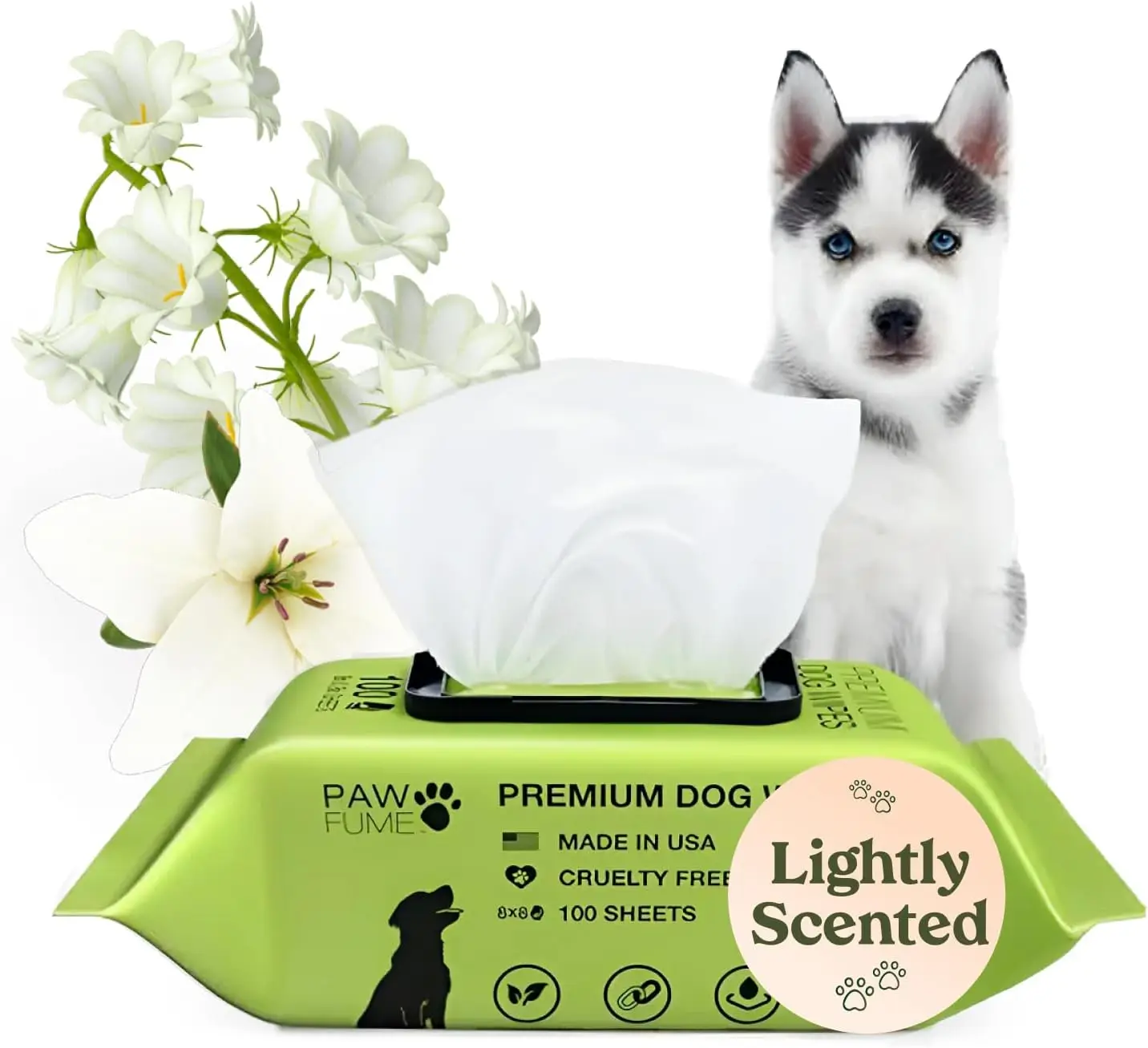 Hypoallergenic Pet Wipes for Eyes Face Paws and Butt Gentle Cleaning Deodorizing Grooming Tear Stain Puppy Adult Dogs Cats