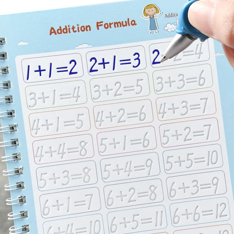 3D Caligrafia Copybook para Crianças, Aprendizagem Reutilizável, Matemática Inglês Livro, Números de Desenho, Educação, Letter Practice, Toy Presentes