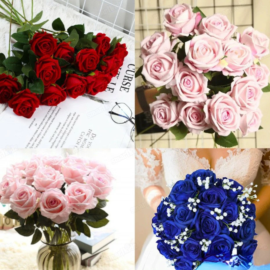 [1pc] Premium Rose 1 Head Artificial Flower High Quality Hand Made | Home | Valentine | Wedding Decoration - smartkidz Rosas