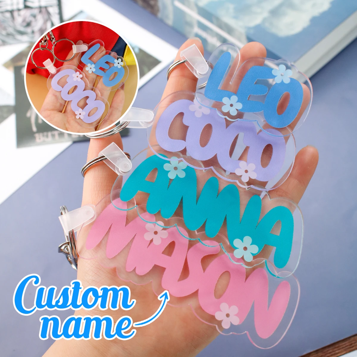 Porte-clés personnalisé, Porte-clés sur mesure, Porte-clés en acrylique personnalisé avec nom, Porte-clés mignon avec nom, Porte-clés personnalisable mignon