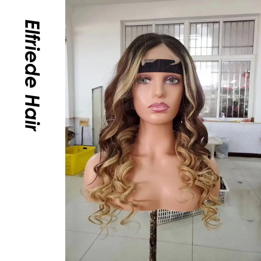 Elfriede#T1B/4/27 Highlight Lace Front Wigs for Women Loose Wave 4x4 Lace Closure 13X4 13X6 HD Lace Frontal Wig Human Hair Wigs