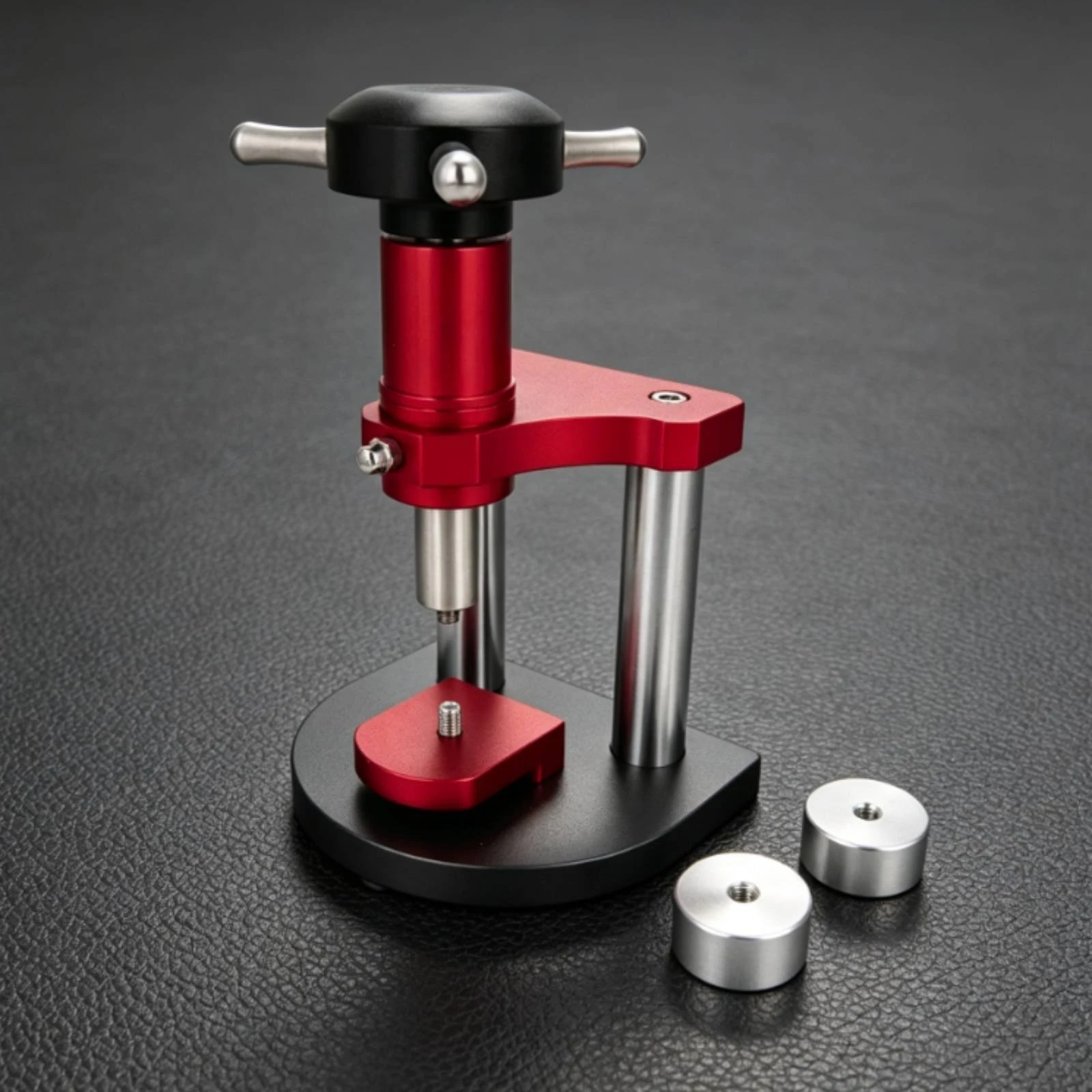 Bench-top Vertical Watch Back Press Manual Closing Tool Rotary Case Press with Multiple Die Inserts for Repair Professionals