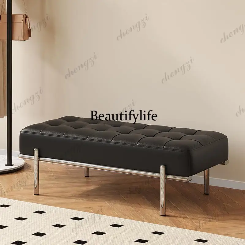 A73Modern Bedroom Stool Rectangular Bench Pouf Ottoman European Stool Footrest Living Room Sofa Taburete Plegable Home Furniture