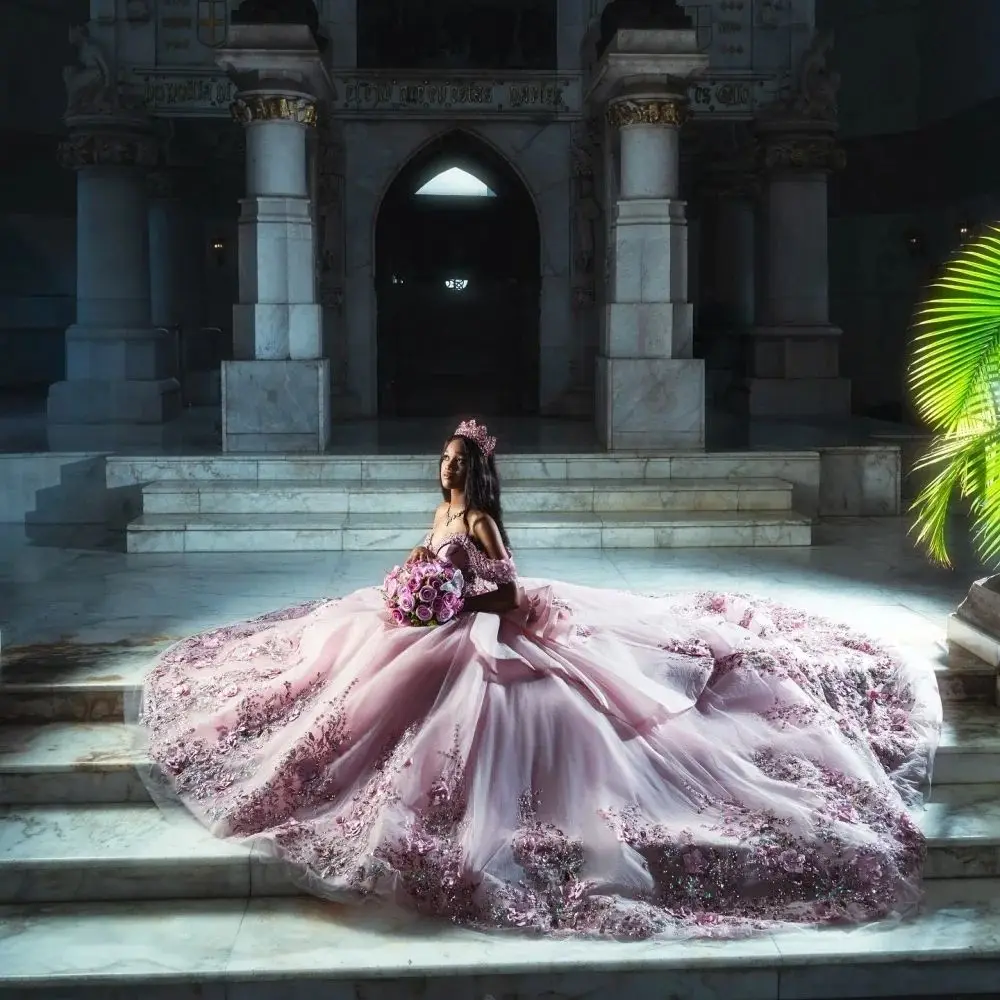 فساتين FURSTENBERG الجنية Quinceanera للفتيات بأكمام طويلة بطول الأرض فساتين مناسبة فيستدوس دي 15 أنوس مخصصة #4