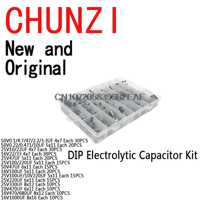 500PCS 0.1UF-1000UF 24Values Aluminum Electrolytic Capacitors 16-50V Mix Electrolytic Capacitor Assorted kit And Storage Box