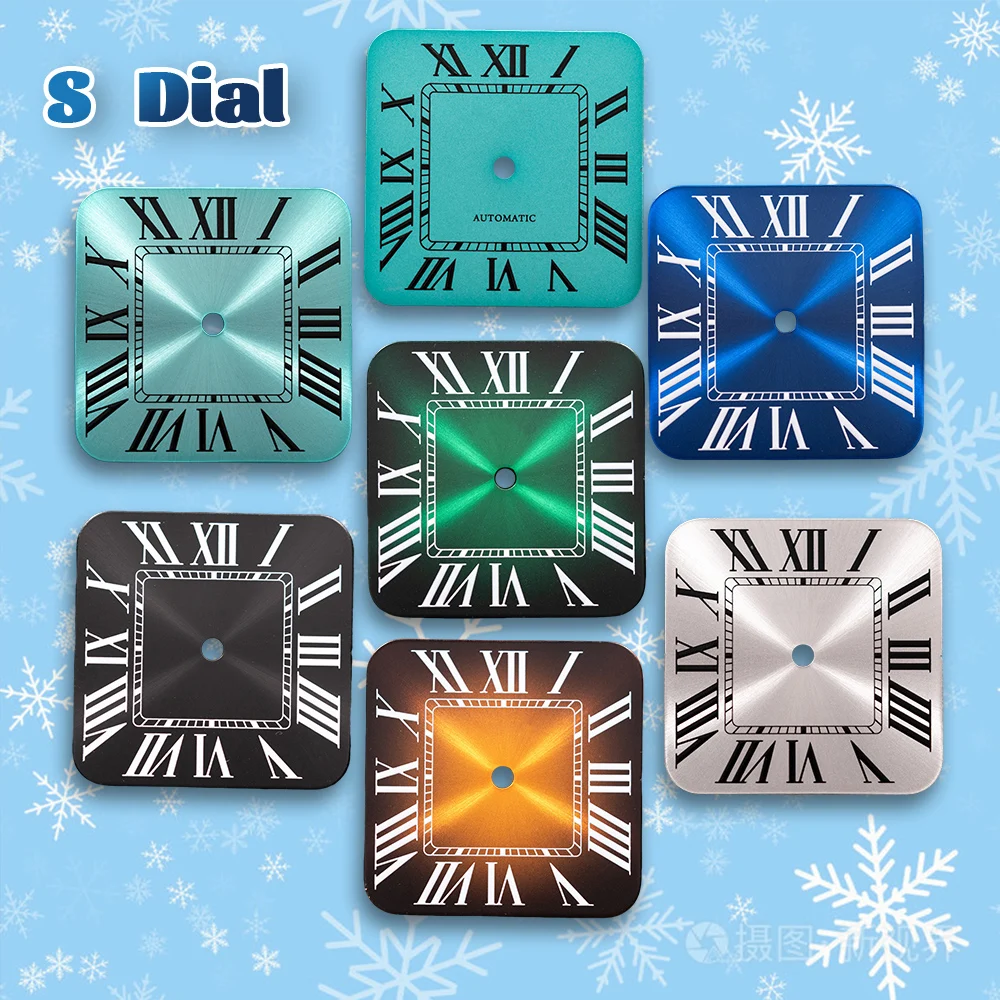 27mm S Logo Square Roman dial Blue No Noctilucentnt Suitable for NH35 NH36 Movement high quality Watch Modification Accessories