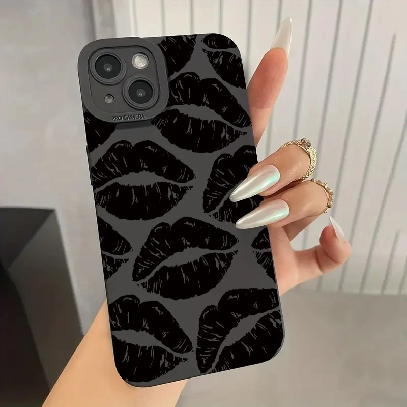 Lip Printed Phone Case For iPhone 11 12 13 14 15 Pro Max XS XR X 7 8 Plus SE 2020 12 Mini Shockproof Silicone Bumper Back Cover