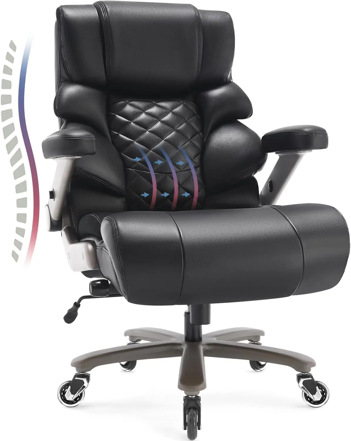 

700lbs Big and Tall Office Chair - Large Executive Computer Desk Swivel Chair, Ergonomic Design for Back Pain, Black