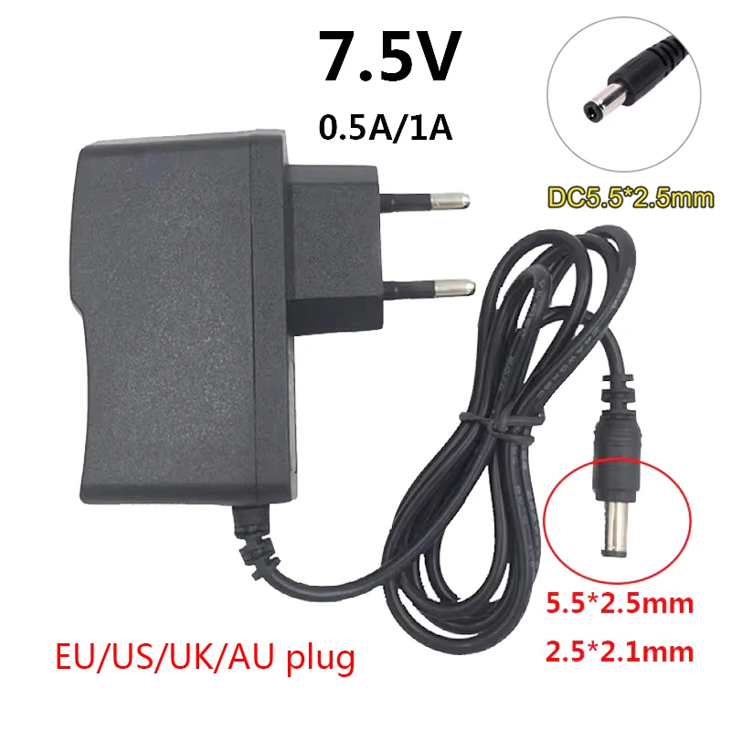 7.5V Universal Power Adapter Supply 7.5 Volt 0.5A 500mA 1A Switching 220V To 7.5V AC DC Adapters Adaptor Adaptador 5.5*2.5mm