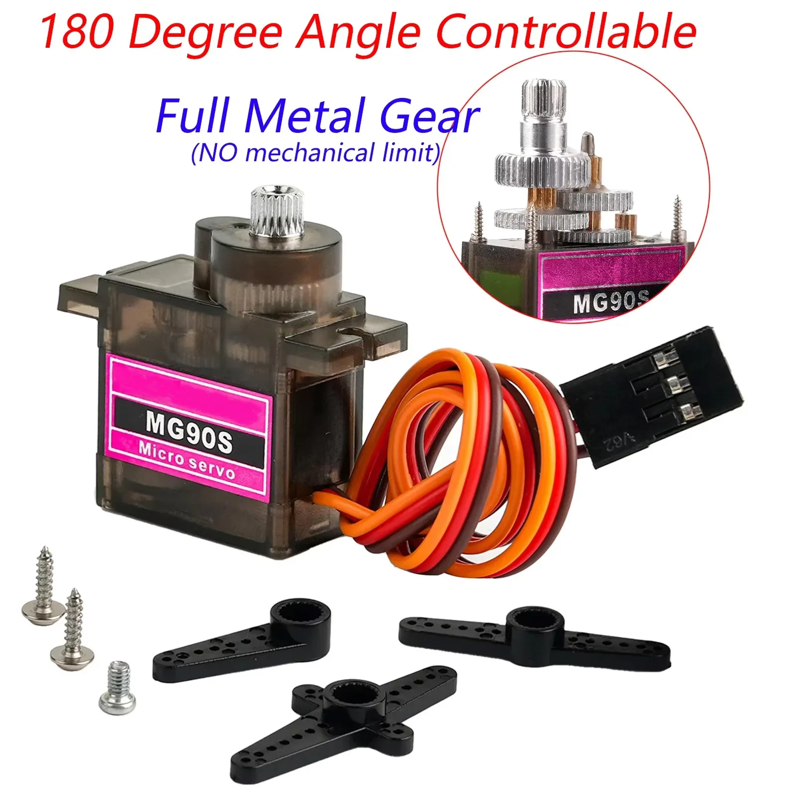 Lot De 4 Servos MG996 – Engrenage Métal – 55 G – 180/360° – Pour RC Hélicoptère, Voiture, Bateau, Robot