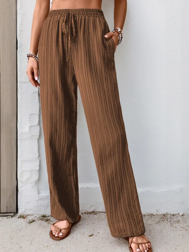 

Women's Clothing Solid Color High Waisted Loose Wide Leg Pants Comfortable Casual Simple Style Versatile Commuting Temperament