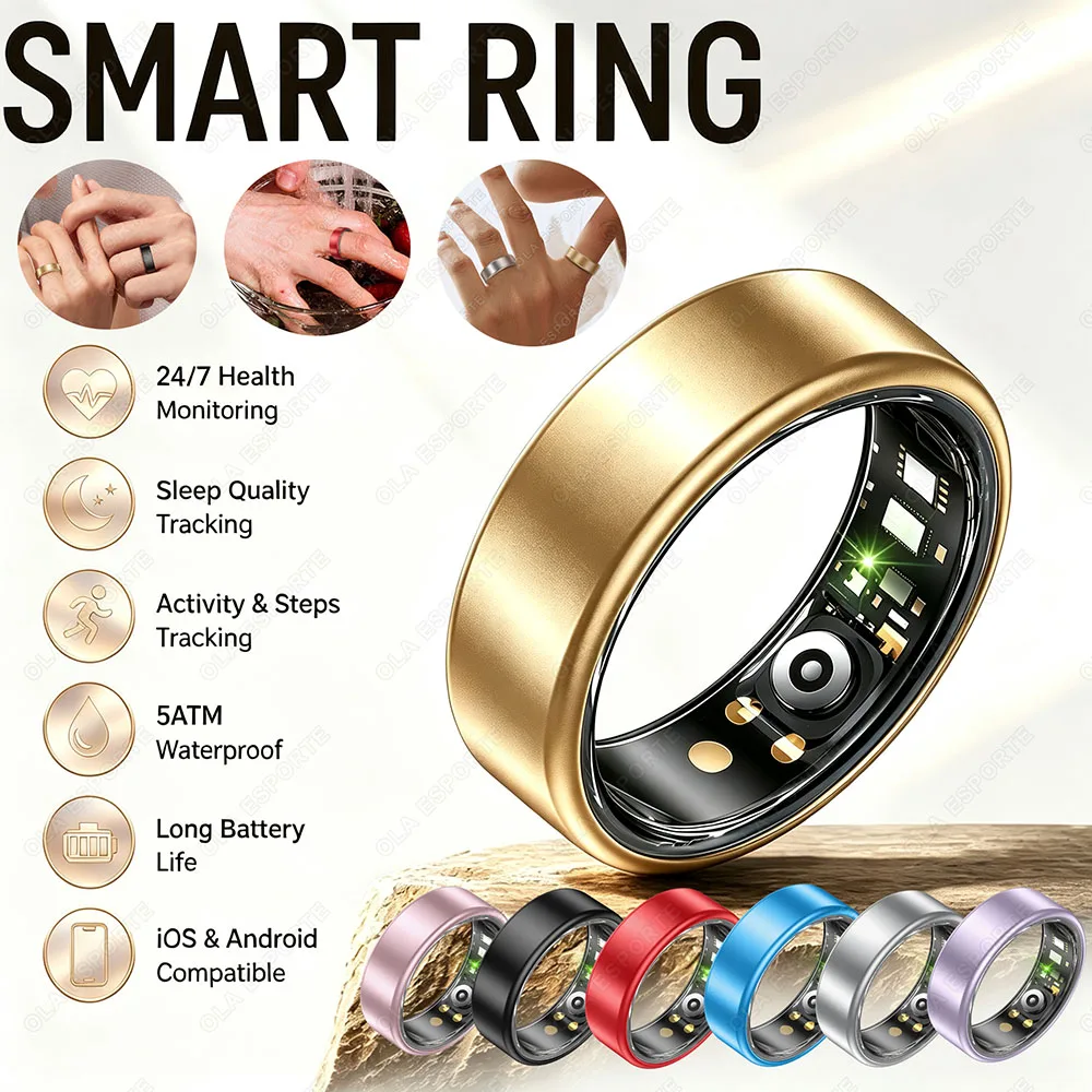7 Color Options Health Monitoring Smart Ring Heart Rate Blood Pressure&Oxygen Sleep Monitor Multiple Sports Modes Smartring R12