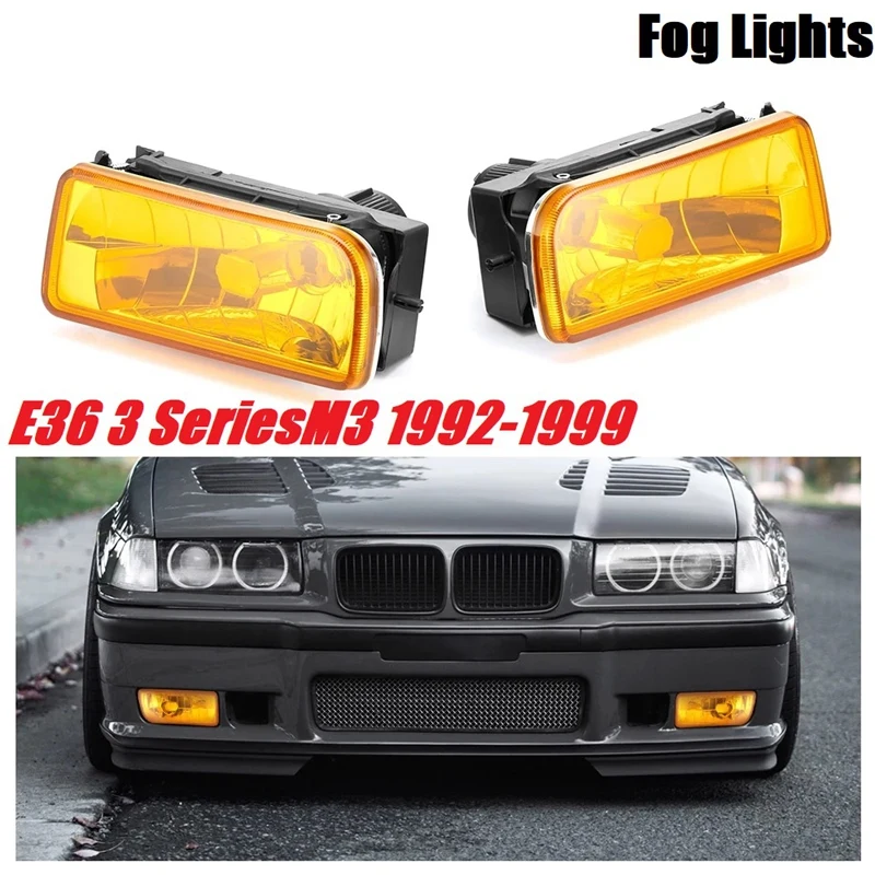 مصابيح الضباب E36 لـ -BMW M3 (E36) 3 Series 1992-1999 مجموعة استبدال مصابيح الضباب زوج واحد (عدسة صفراء)