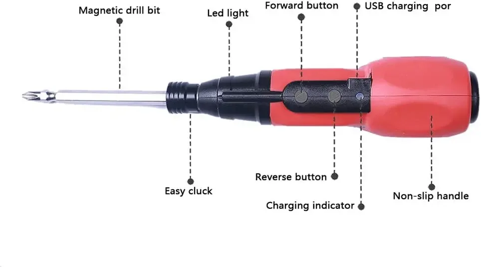 1PC미니 전기 드라이버 다기능 휴대용 전기 드라이버 강력한 충전식 드라이버. 가정용 DIY용 액세서리
