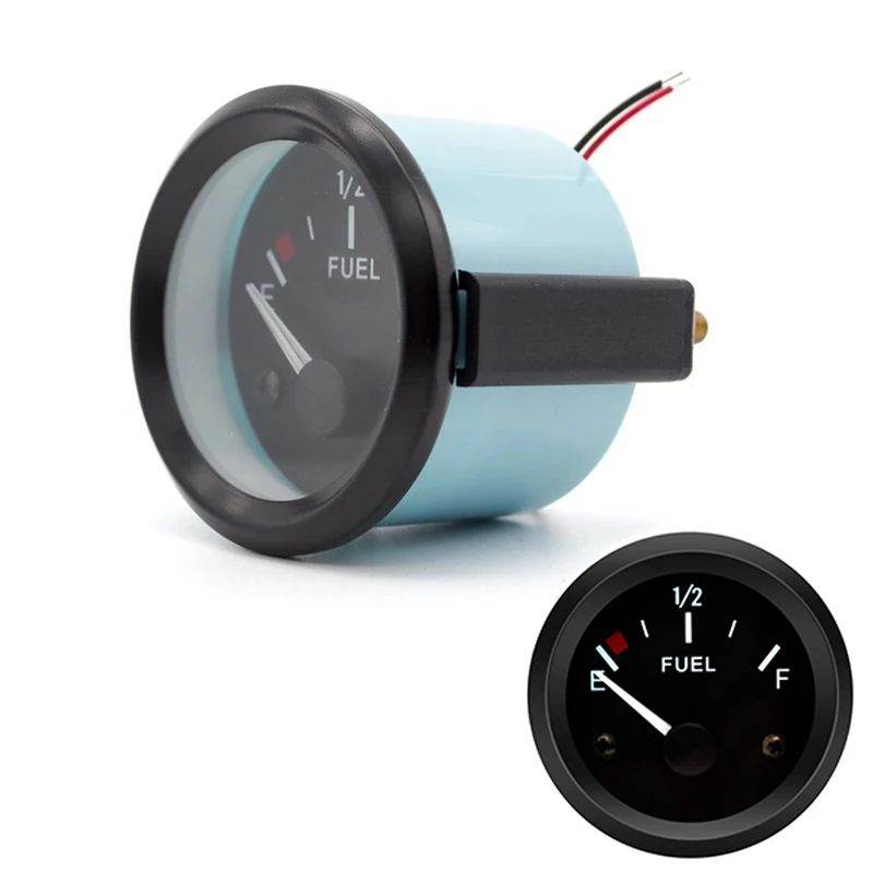

2" 52mm Fuel Level Gauge Car Meter White LED Light Black Rim Automotive Gauges 12V