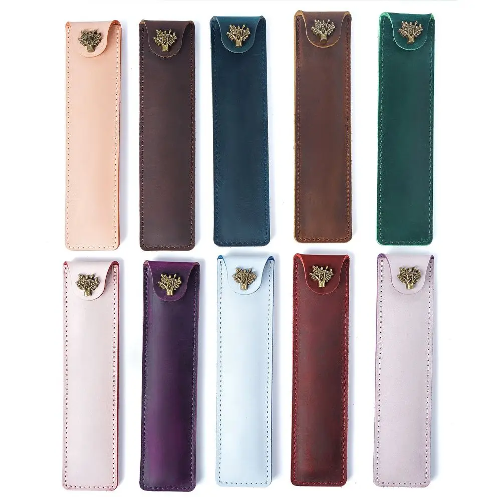 

Unique Leather Pen Pouch Handcrafted Exquisite Pen Case Office Supplies Vintage Pencil Bag School