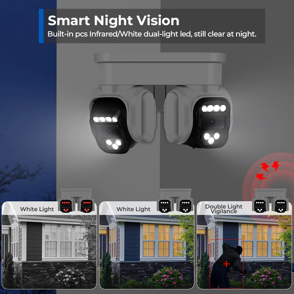 Imagem -05 - Câmera de Monitoramento All-round Gimbal Dual Detecção Humana ai Uso Doméstico Visão Noturna Uhd Vigilância Remota por Celular Wifi