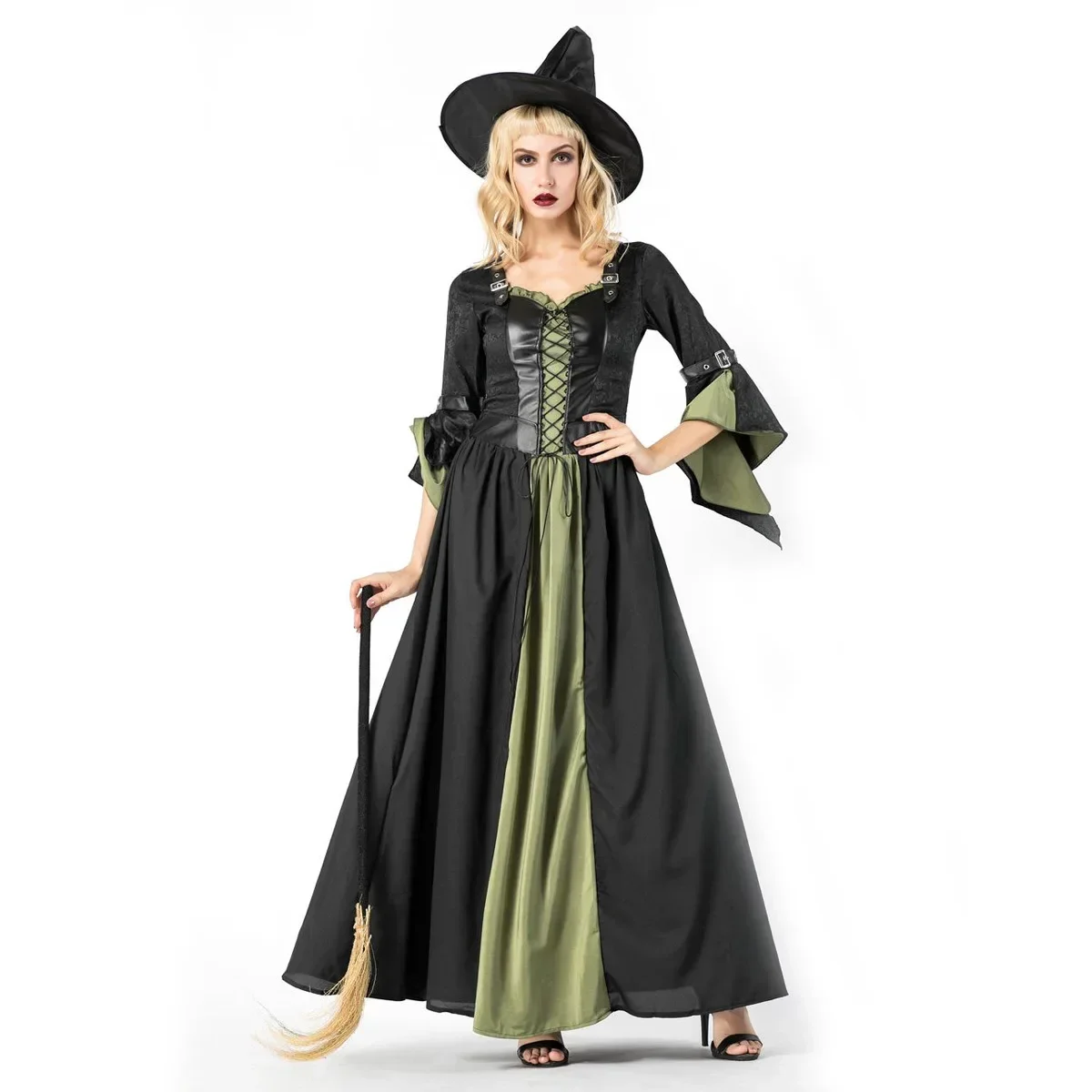 Halloween Witch Vampire Costumes For Women Adult Scary Carnival Party Performance Drama Masquerade Clothing With Hat