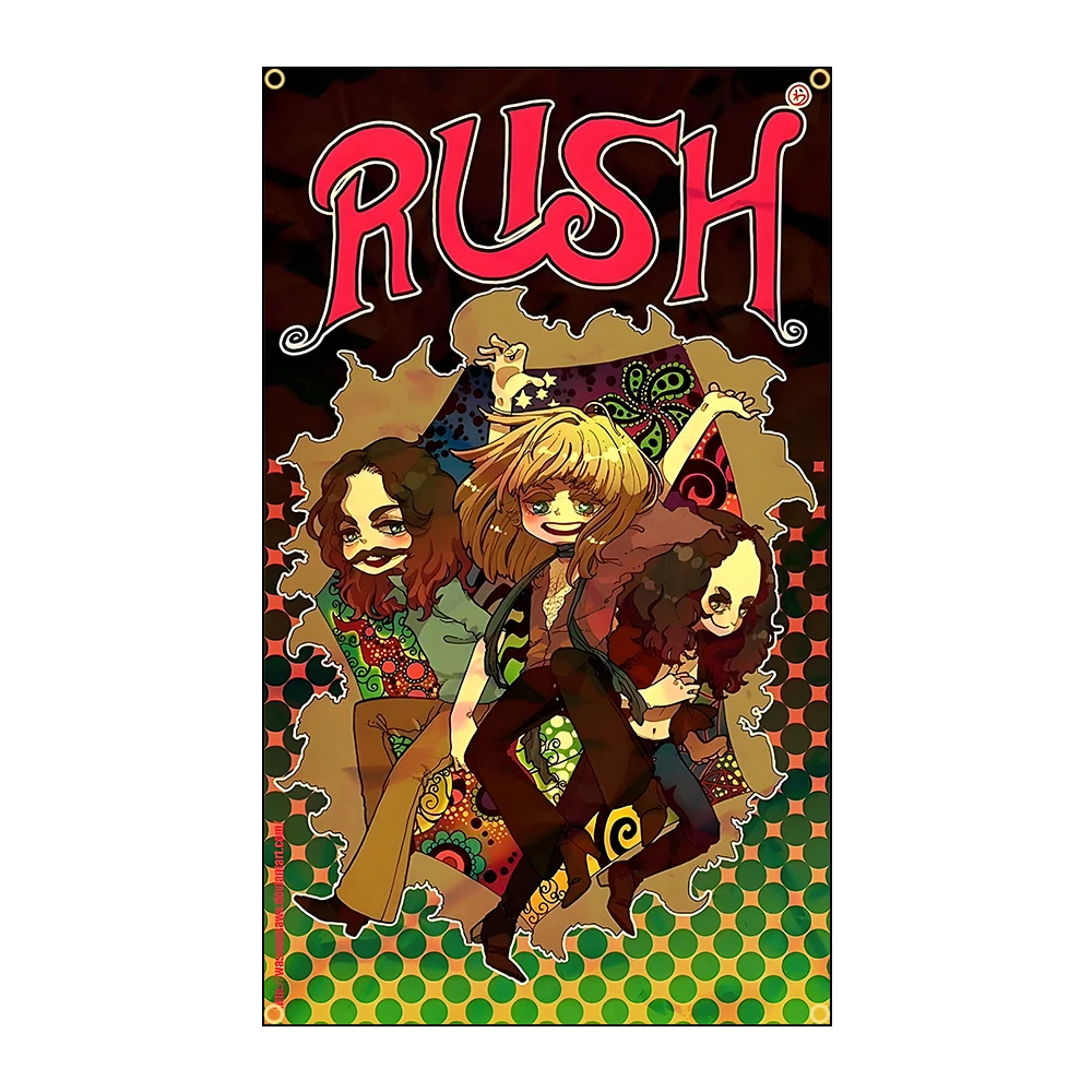 Band-r-Rushs Heavy Rock Band Flag Polyester Printed Banner for Garage Wall Art Out Door Decoration