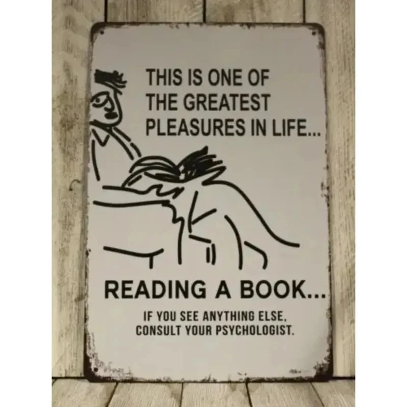 Funny 'One of the Greatest Pleasures in Life Is Reading a Book' Tin Metal Sign Home Decor Wall Art Reading Lover Gift,1pc