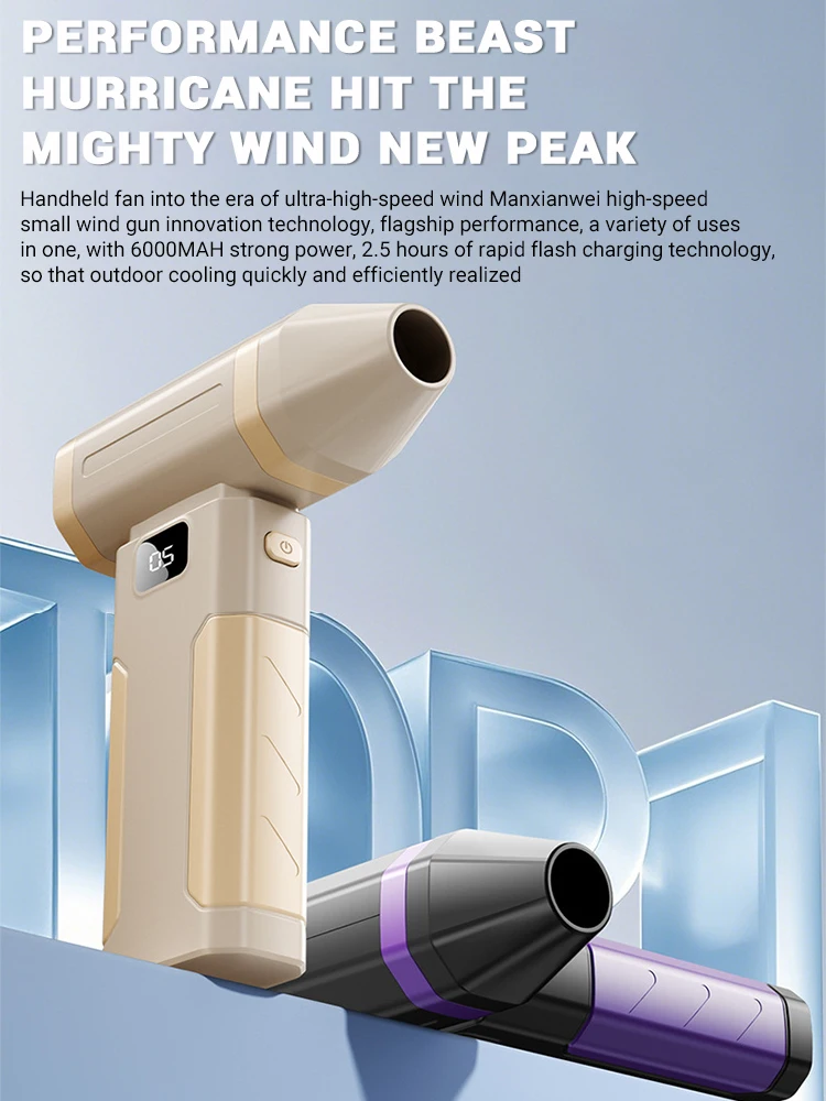 

650000RPM Mini Turbo Jet Fan Violent Fan Powerful Air Blower Vacuum Dust Cleaner Type-C Charging Wind Speed 50m/s Electric Dryer