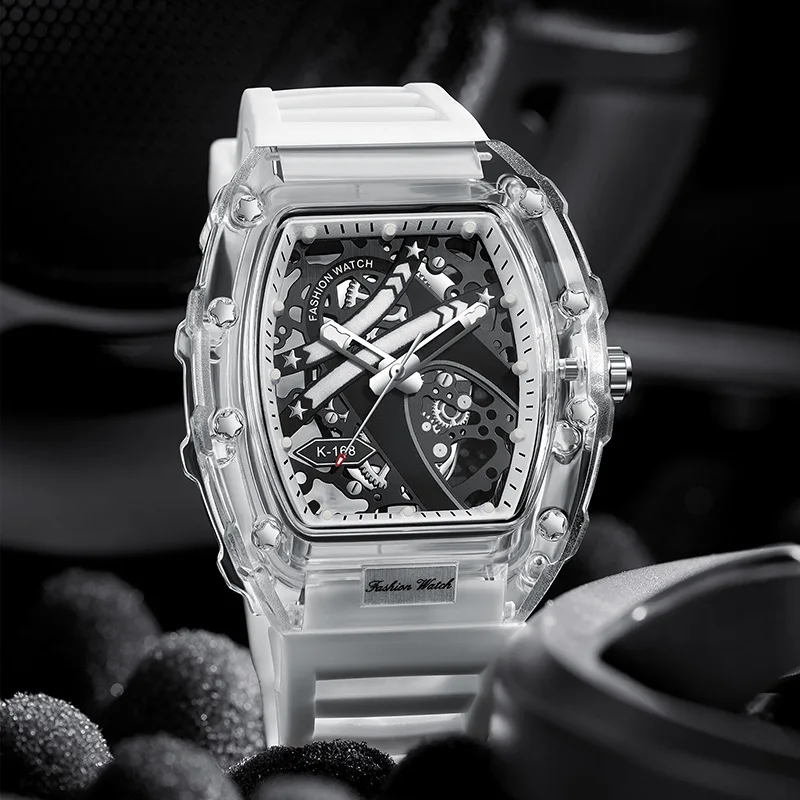 UTHAI BK145 Fashionable Man watch, transparent hollow wine barrel shaped quartz watch, waterproof clock gift watches for man