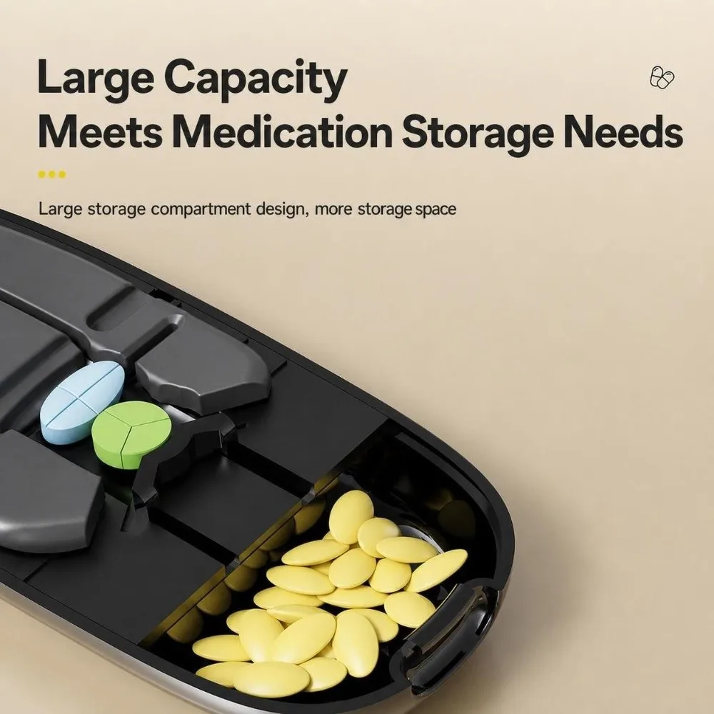 2/3/4 Parts Pill Cutter Adjustable Visible Pill Splitter Pill Divider Storage Box Dustproof Medicine Divider