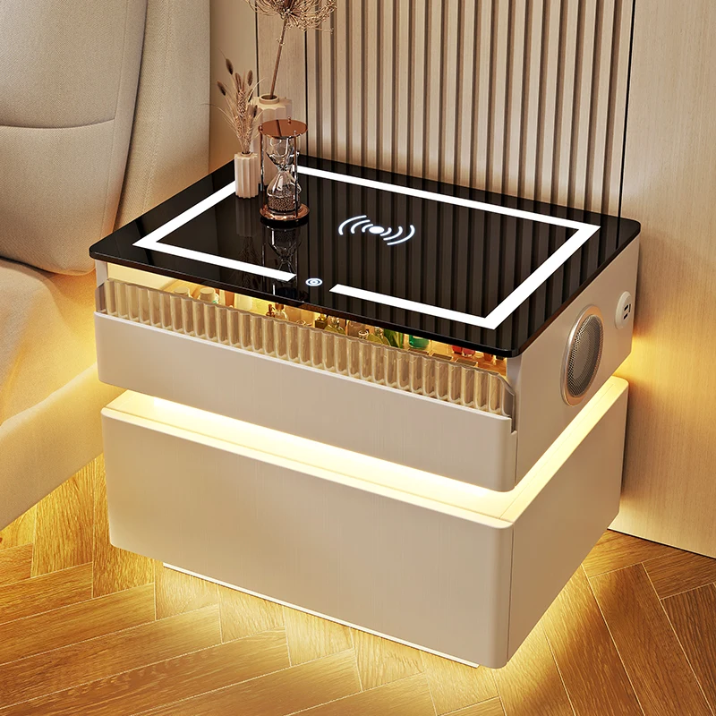 Furniture Bedside Table Nightstands Bedroom Intelligent Sensor Light Wireless Charging Style Multifunction Nachttis Auxiliary image 3