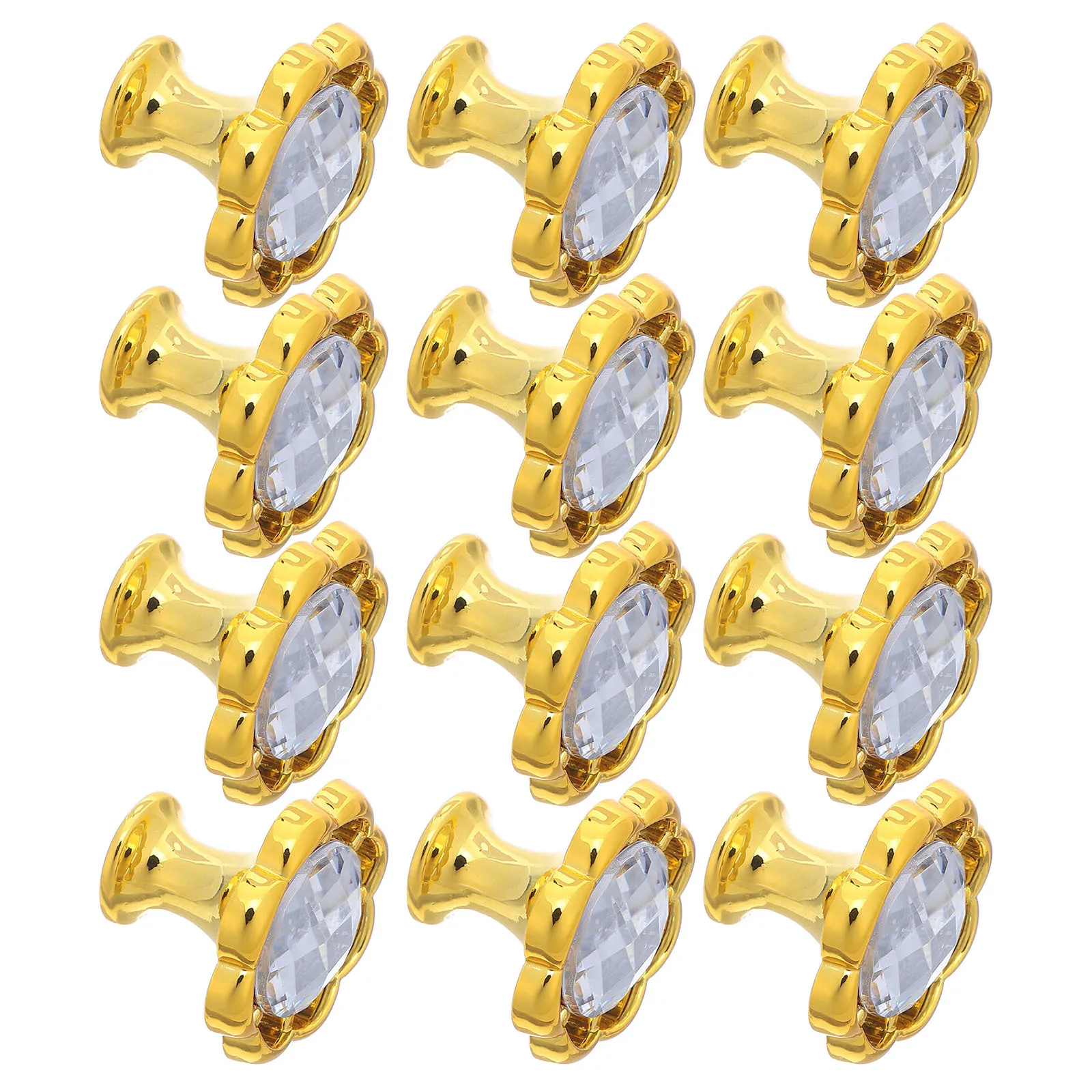 

12Pcs Flower Shape Decorative Handles Rhinestone Cabinet Drawer Knobs Kitchen Wardrobe Closet Pulls Dresser Hardware