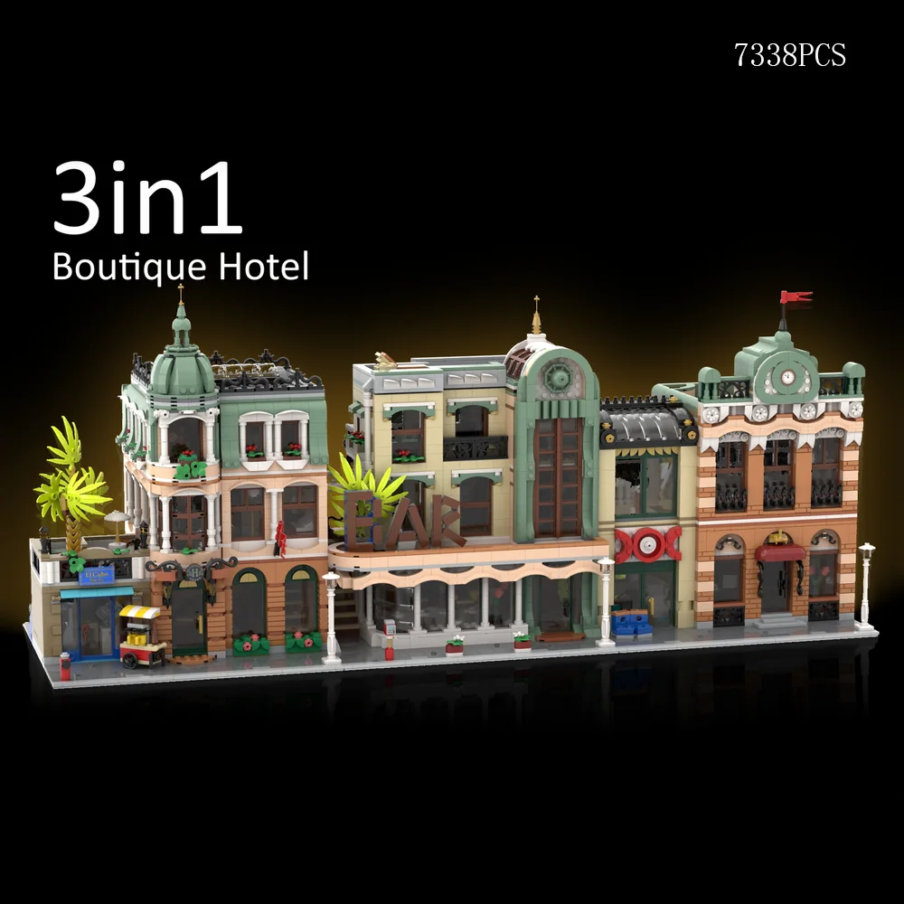 

MOC Building Blocks Modular 3in1 Boutique Hotel Alternative Downtown Bar Bricks Creative Assembly DIY Kid Holiday Toy Gift 10297