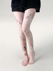 velvet Tights With Cats Harajuku Tattoo Cat Pantyhose Female Fancy Stocking Medias Party Pants For pantyhoses Lolita for Girl