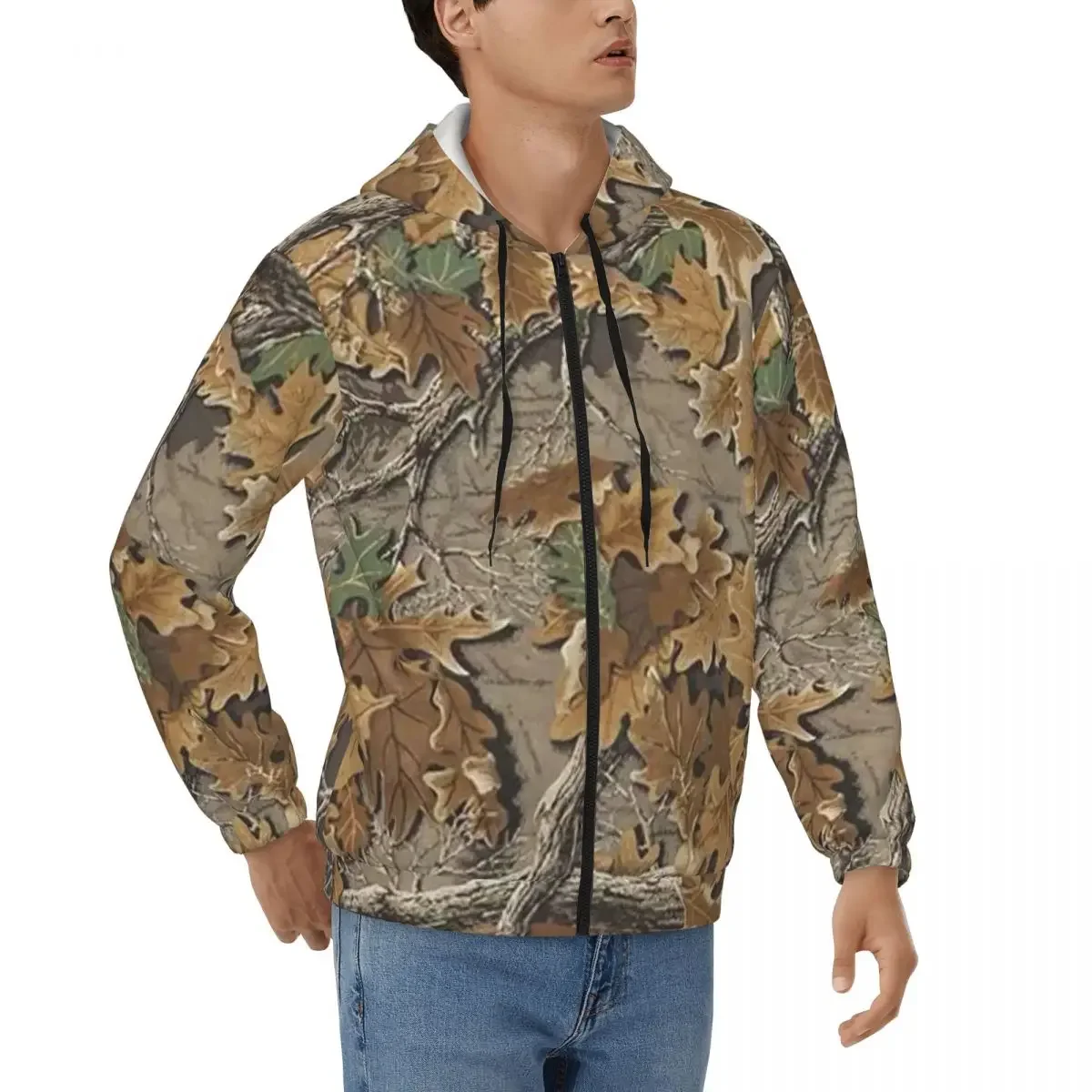 Camouflage Real Tree Realtree Hunter Camo Pattern  Zipper Hoodie Hip Hop Pullover Autumn Winter Sweatshirt Long Sleeve Tops