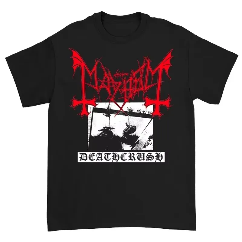 

New Unisex T-Shirt Cotton Short Sleeve Black Metal Rock Dark Wind Red Vintage Punk Street Crew Neck T-Shirt Short Sleeve Top