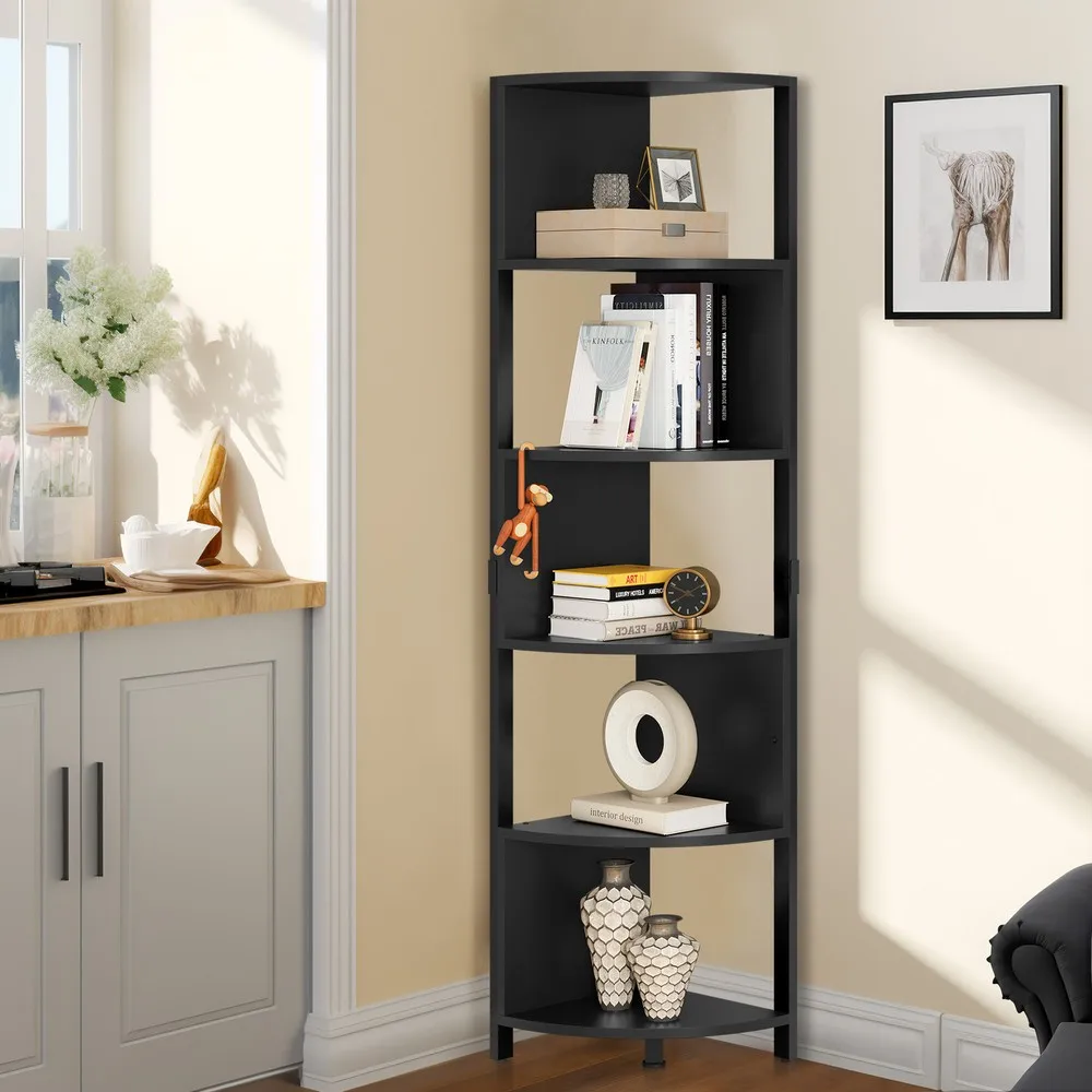 

68.8" 6-Tier Corner Bookshelf Display Shelf Open Shelves for Living Room