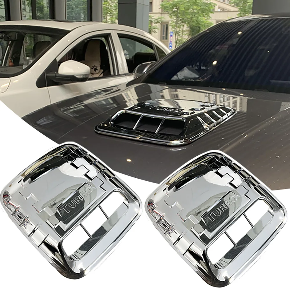 Universal  Car Simulation Vent Decor Cover Fake Hood Air Flow Intake Vent Bonnet Chrome-plated silver hood ornament accessory 