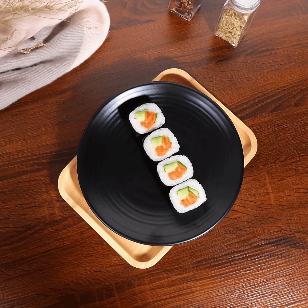 

6pcs Durable Japanese Style Round Melamine Plate Imitation Porcelain Fall-resistant Meal Dish Frosted Appetizer Tray Sushi