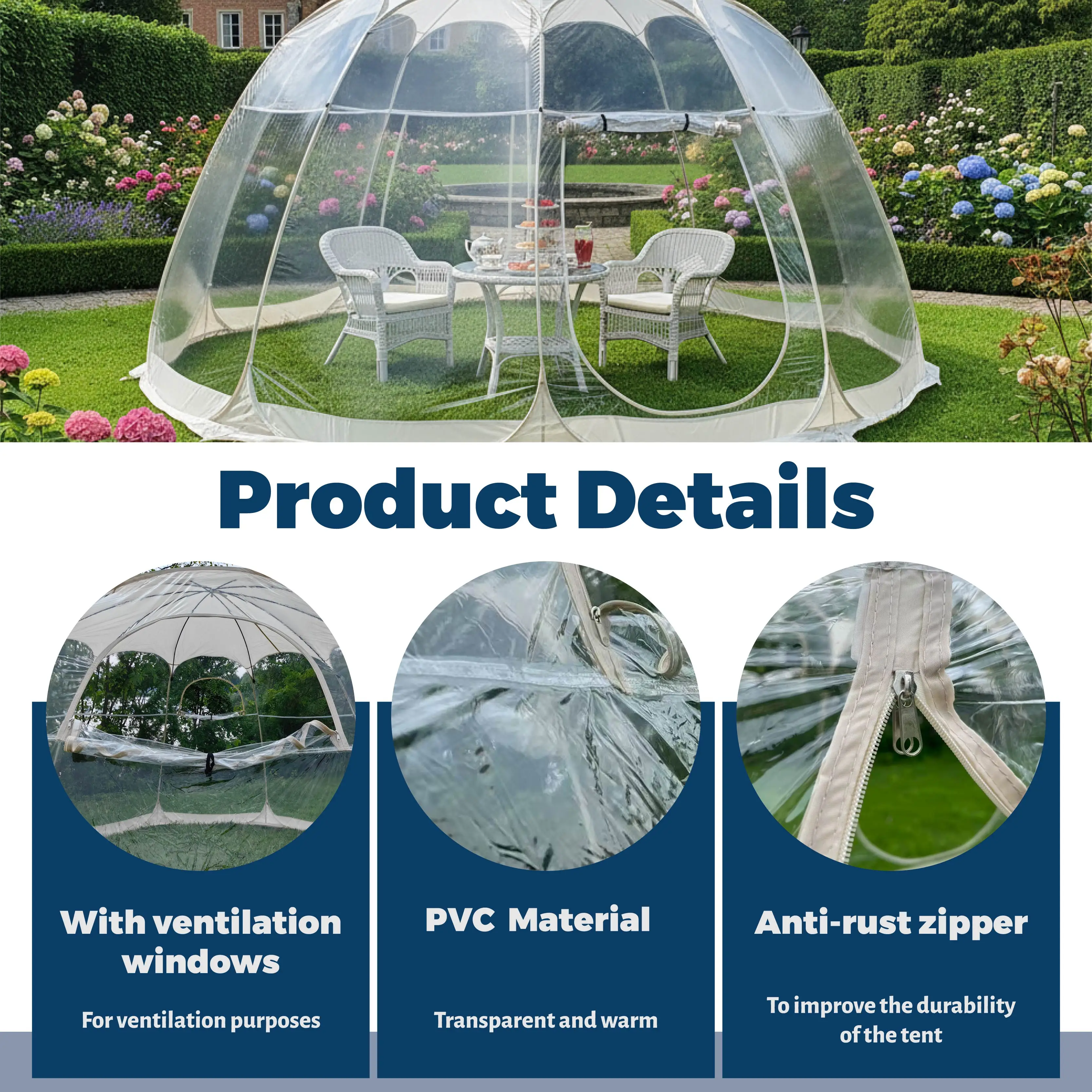 2 Person Pop Up Clear Bubble Tent Transparent PVC Shelter Forest Glamping Camping Backyard Patio Couple Date Stargazing