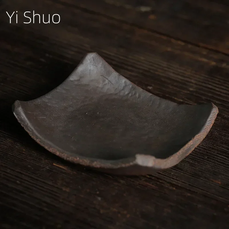 Tile Coaster Handmade Vintage Coarse Pottery Heat Proof Mat Tea Coaster Ceramic Kung Fu Tea Ceremony