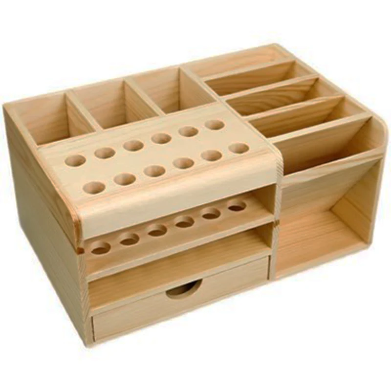 Wooden Tools Storage Box Holder Hobbies Tool Organizer with Small Drawer and Magnetic Layer, Multifunctional for Repair Tools