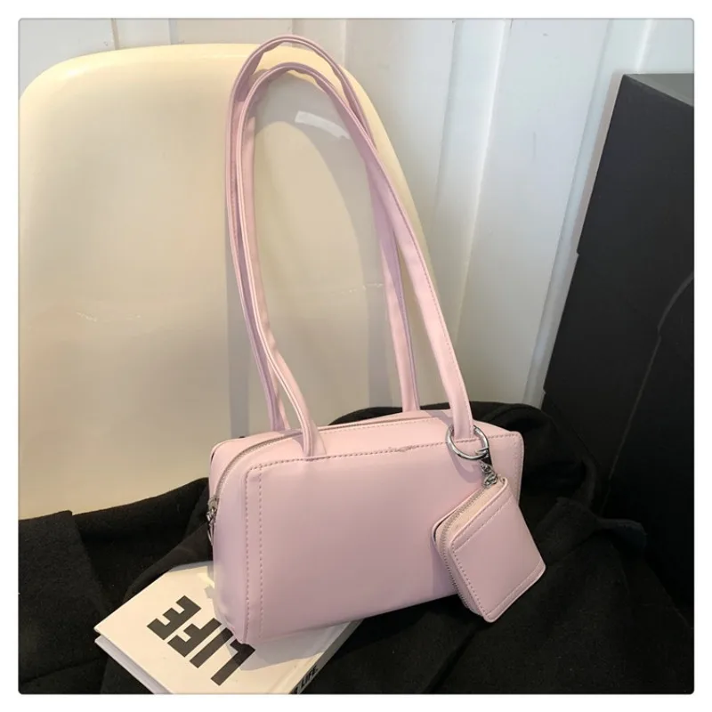 

Classic Style PU Square Shoulder Bags Simple Solid Zipper Commuting Versatile Coin Purse Handbags for Women 2024 Fashion New