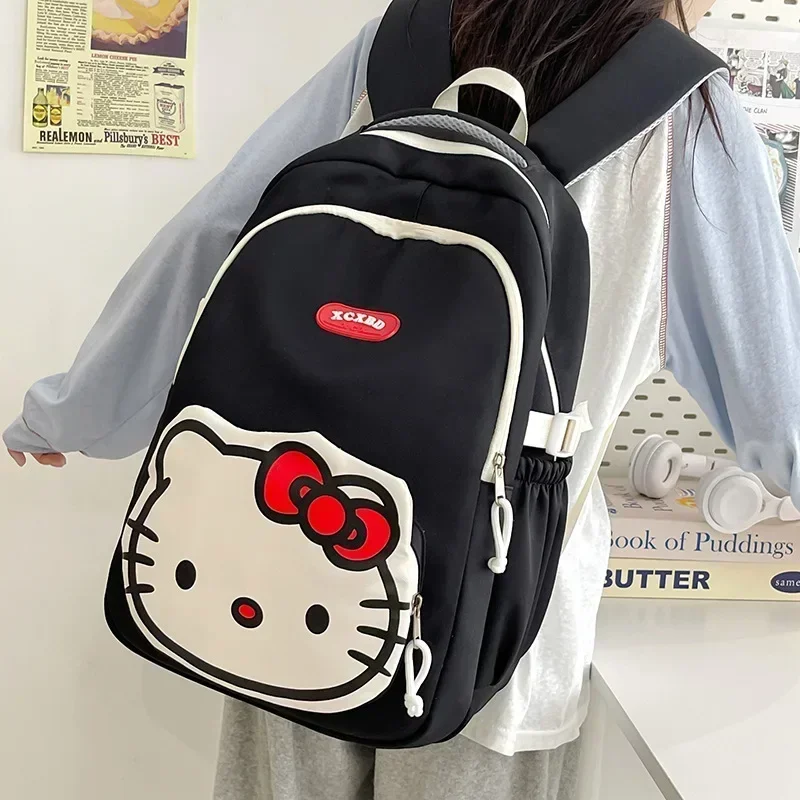 Sanrio kuromi dos desenhos animados grande capacidade mochila olá kitty bonito mochila menina estudante do ensino médio saco de armazenamento de viagem bolsa