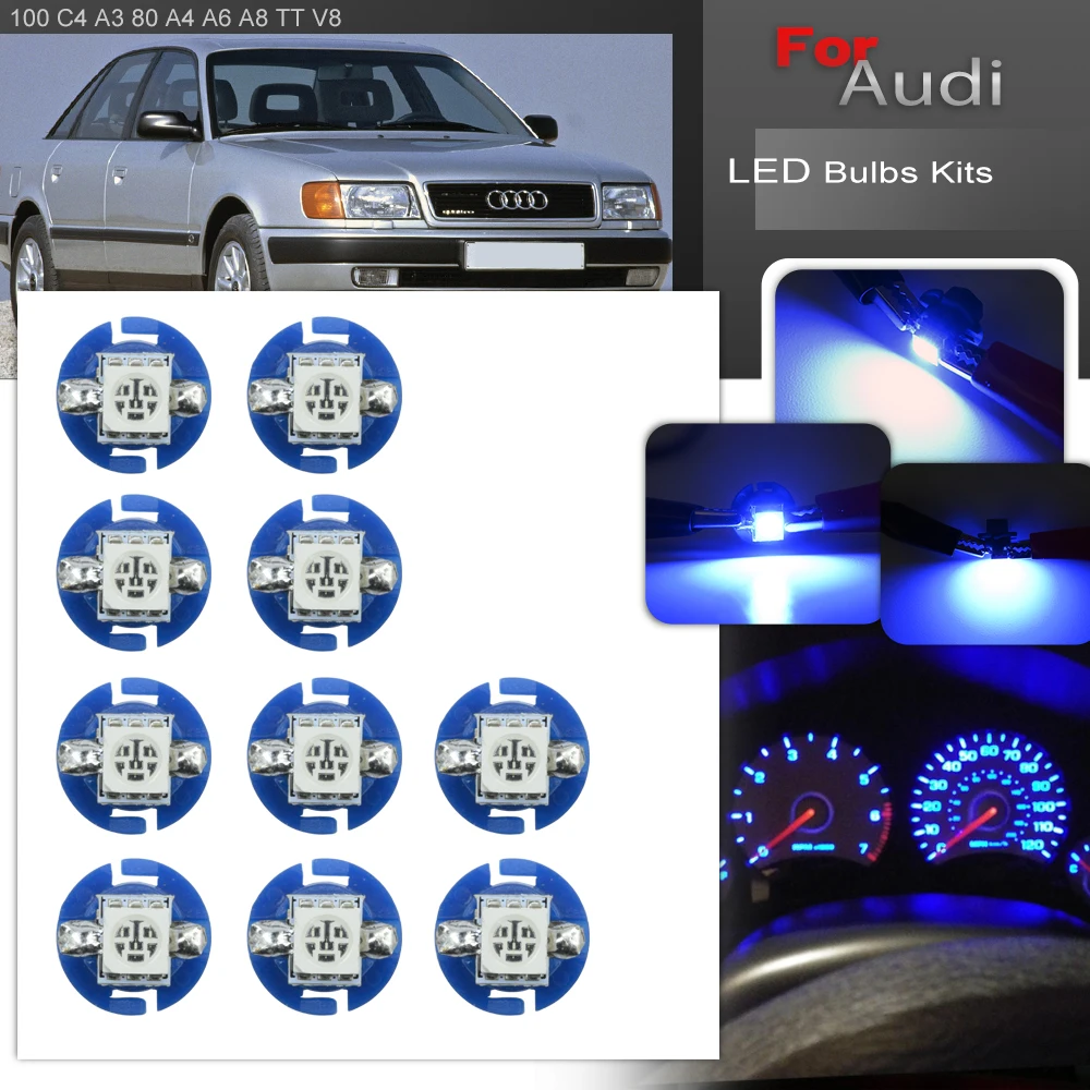 For Audi 100 C4 A3 8L 80 B4 A4 B5 A6 C4 C5 A8 D2 TT 8N V8 Coupe B3 Led Car Gauge Speed Dash Bulbs Instrument Panel Cluster Light