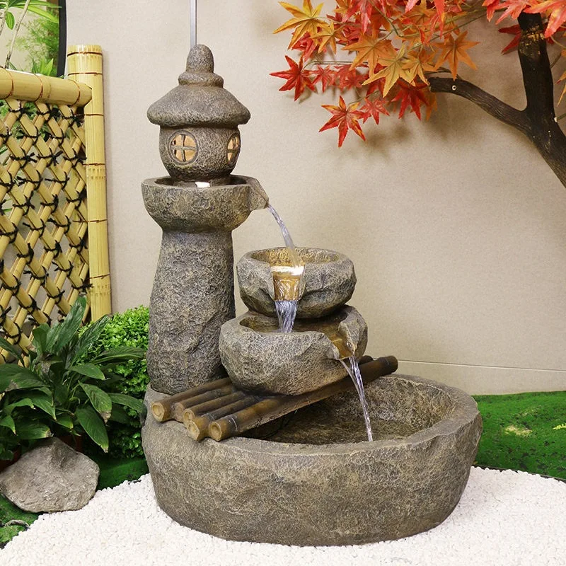 HYS Japanese-style courtyard fish pond landscape, balcony yard garden landscaping arrangement, villa outdoor running water