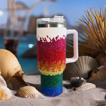 כוס 40oz עם מכסה וקשית עם ריינסטון שיפוע בקבוק מים נירוסטה עם שם בהתאמה אישית מתנה אישית עבורה 10 best sales כוס בלינג - №8