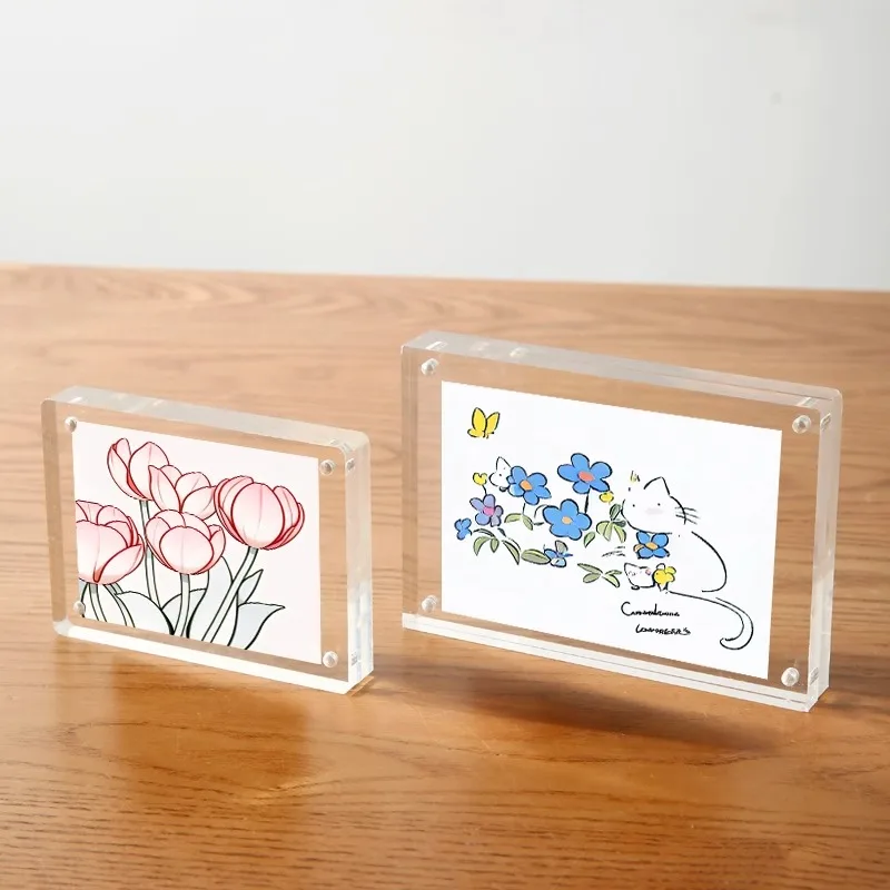 4 แพ็คแม่เหล็กกรอบรูปอะคริลิคใสอะคริลิคคุณภาพสูงสําหรับตกแต่งบ้านสํานักงาน DIY กรอบรูปจอแสดงผล