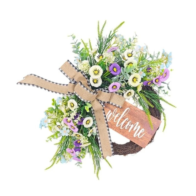 

Simulation Flower Wreath with Welcome Sign for Garden Wedding Decorations 15UB