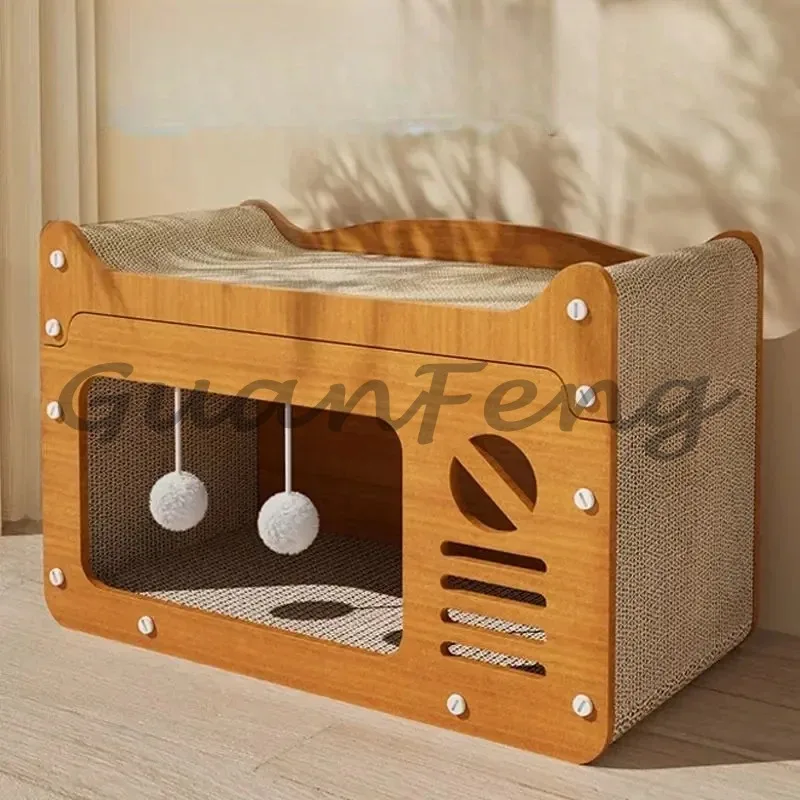 Four Seasons Vertical Catch Column Crawler, Integrated Cat House with Wear-resistant Catch Board, Comfortable Home Cat Furniture
