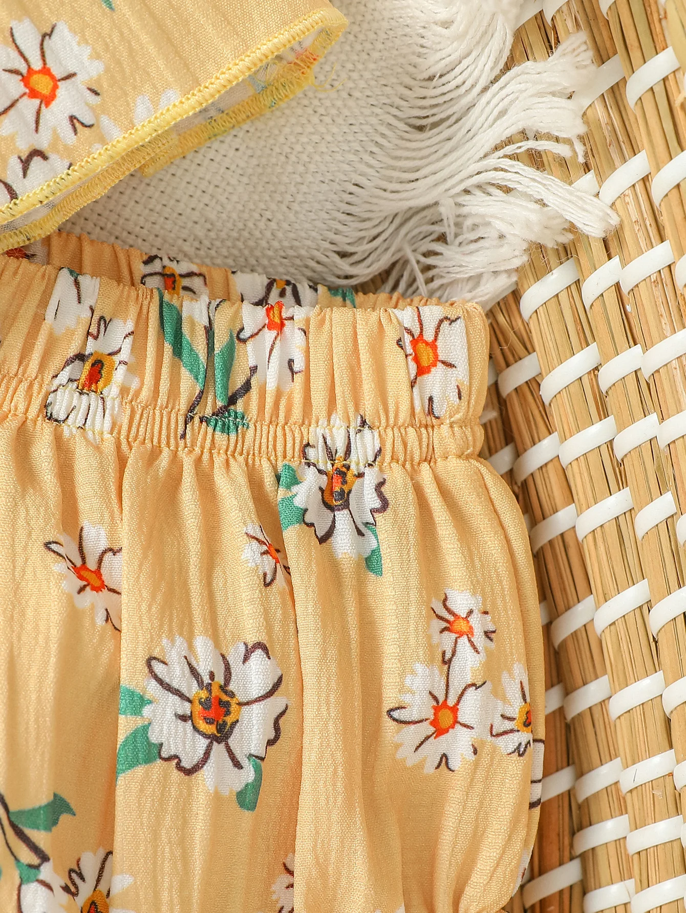 Kids Baby Girl 2Pcs Summer Sleeveless Printing Floral Square Collar For Vacation Overskirt Outfits