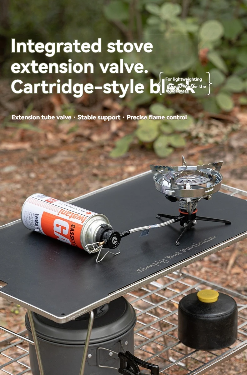 CAMPINGMOON BKZ23-LCB Outdoor-Integrierter Gaskocher, kompatibles Modell mit Verlängerungsschlauch, Klappständer und Regelventil – Detail 1