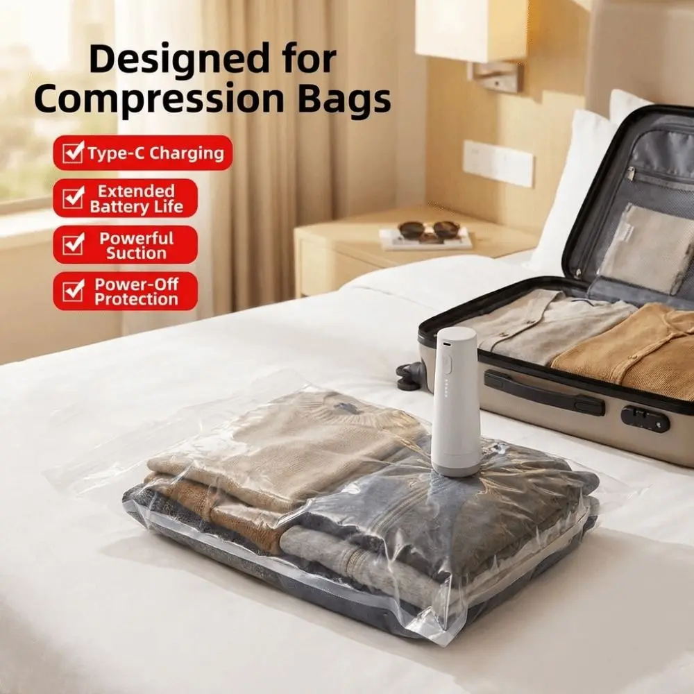 Cordless Electric Vacuum Pump Low Noise Rechargeable Vacuum Bag Pump Lightweight Mini Vacuum Sealing Pump